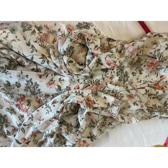 Frye Button Down Floral Midi Dress XL Cottage Core Prairie Folk Garden Pattern - Picture 9 of 12